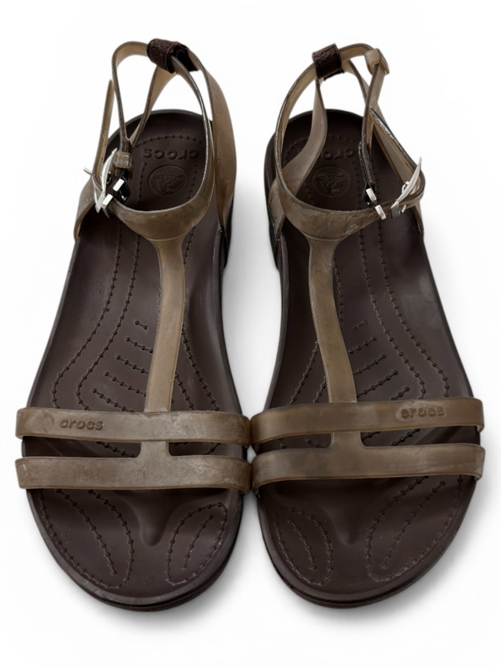 Crocs Sexi Sandals Jelly Gladiator Women's Shoe Size 8 Brownish Green Beachy Y2K